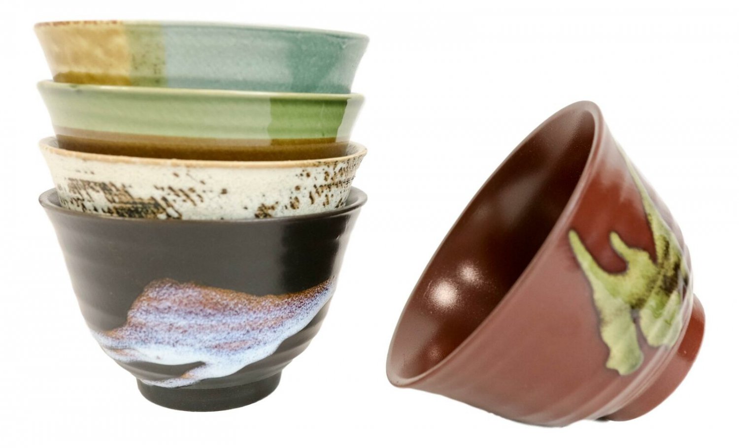 1 Pack Of 5 Made In Japan Colorful Gradient Art Kiln Natural Glazed Ceramic Bowls EBR02