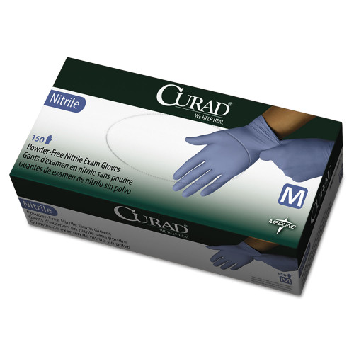 Curad Nitrile Exam Glove， Powder-Free， Medium， 150/Box (CUR9315)