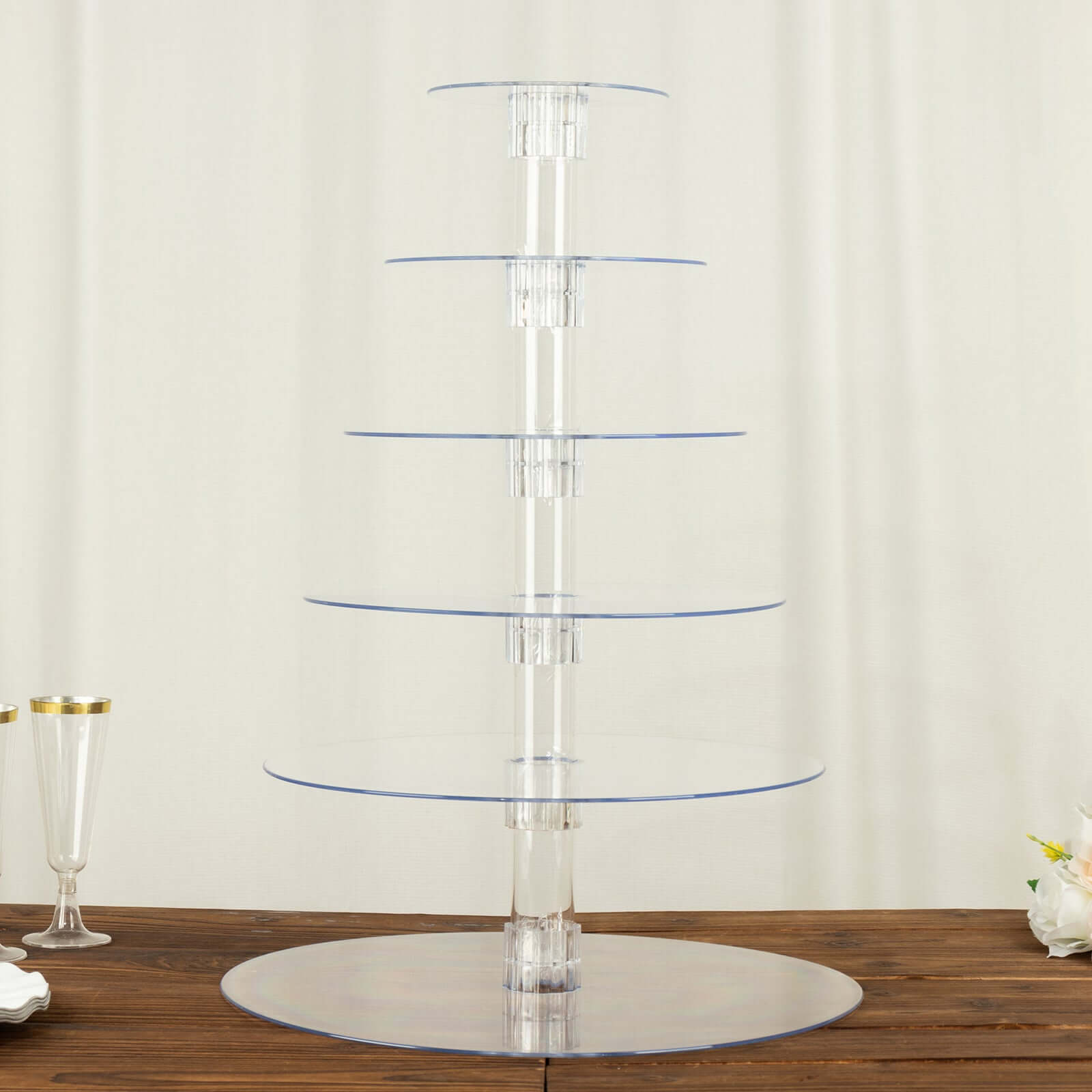 6-Tier Clear Heavy Duty Round Acrylic Cake Stand, Cupcake Tower Dessert Holder Display Stand with Film Sheets - 22