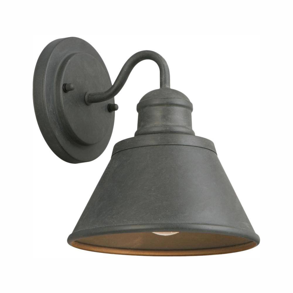 Hampton Bay 1-Light Zinc Outdoor Wall Barn Light Sconce Lantern HSP1691A