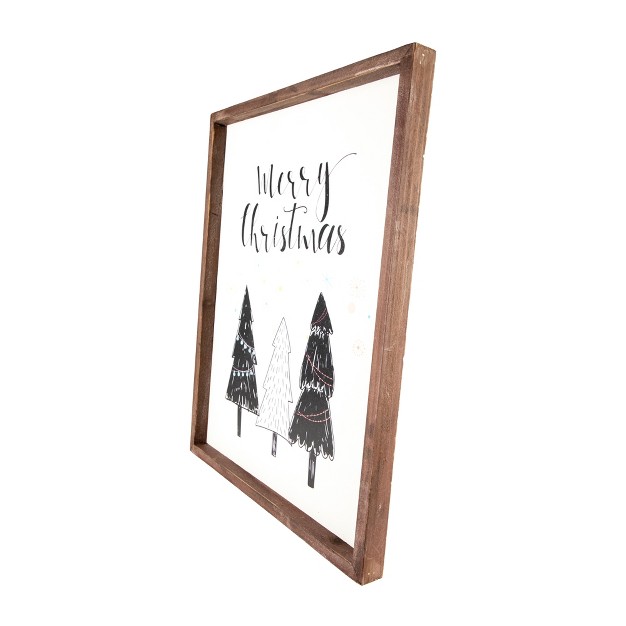 Merry Christmas With Holiday Trees Wall Sign