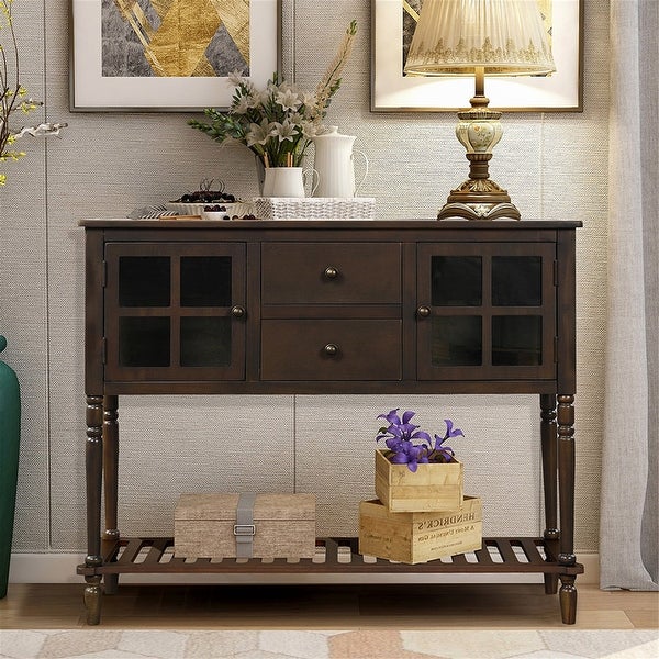 Console Table with Bottom Shelf， Storage Cabinet Living Room