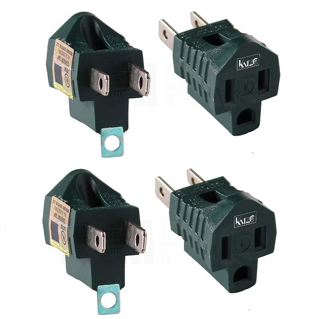 Katzco 3 prong To 2 prong Grounding Adapter 2 Piece For Wall Outlets