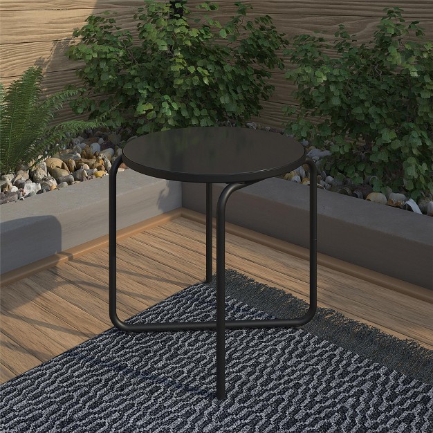 Round Glass Side Table Dark Gray