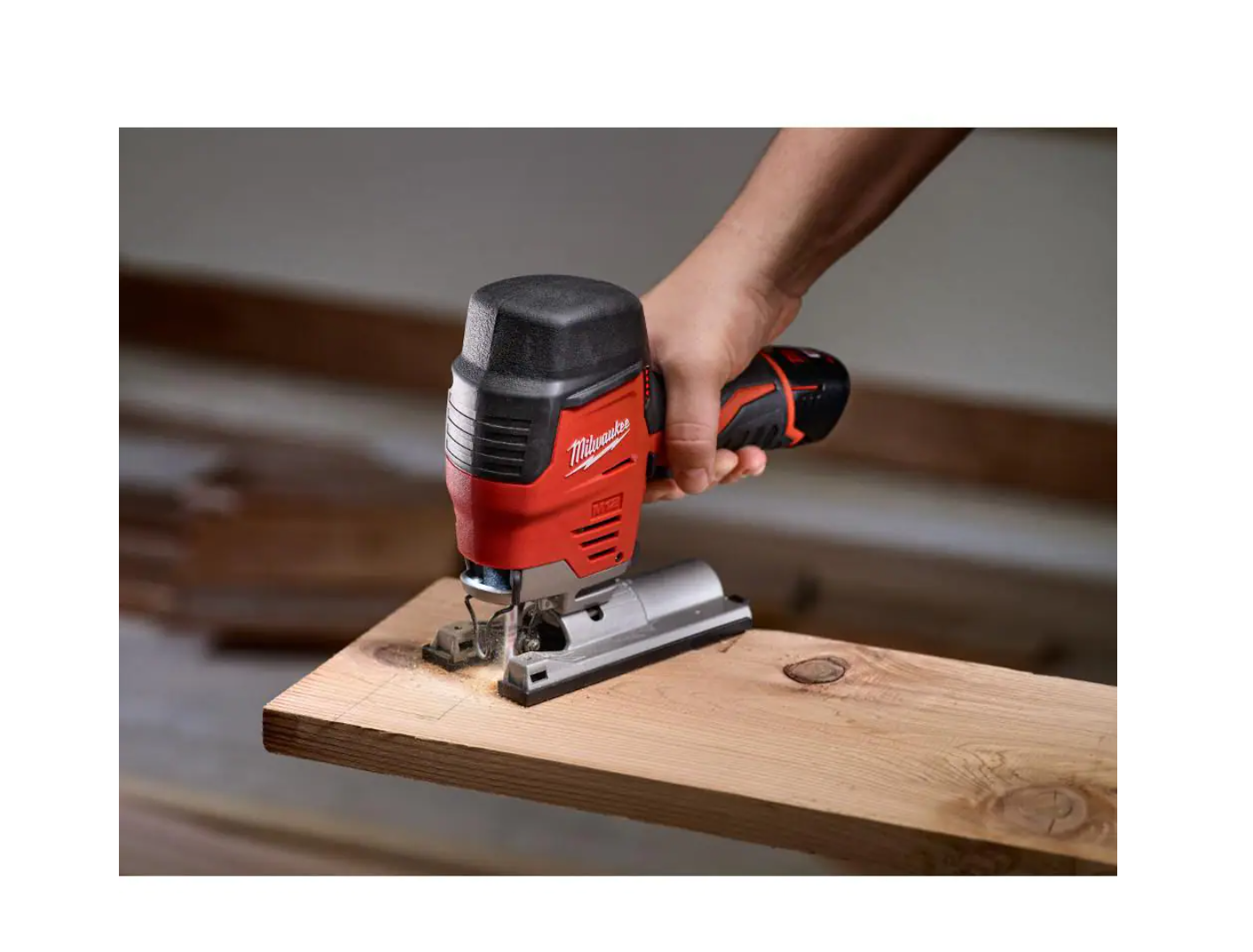 Milwaukee 2445-20-2447-20-48-11-2412 M12 12V Lithium-Ion Cordless Jig Saw and Crown Stapler with two 3.0 Ah Batteries