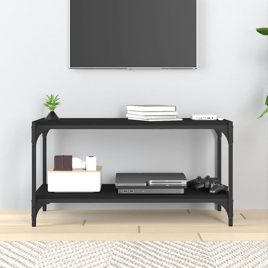 Tv Cabinet Black 80x33x41 Cm Engineered Wood And Steel