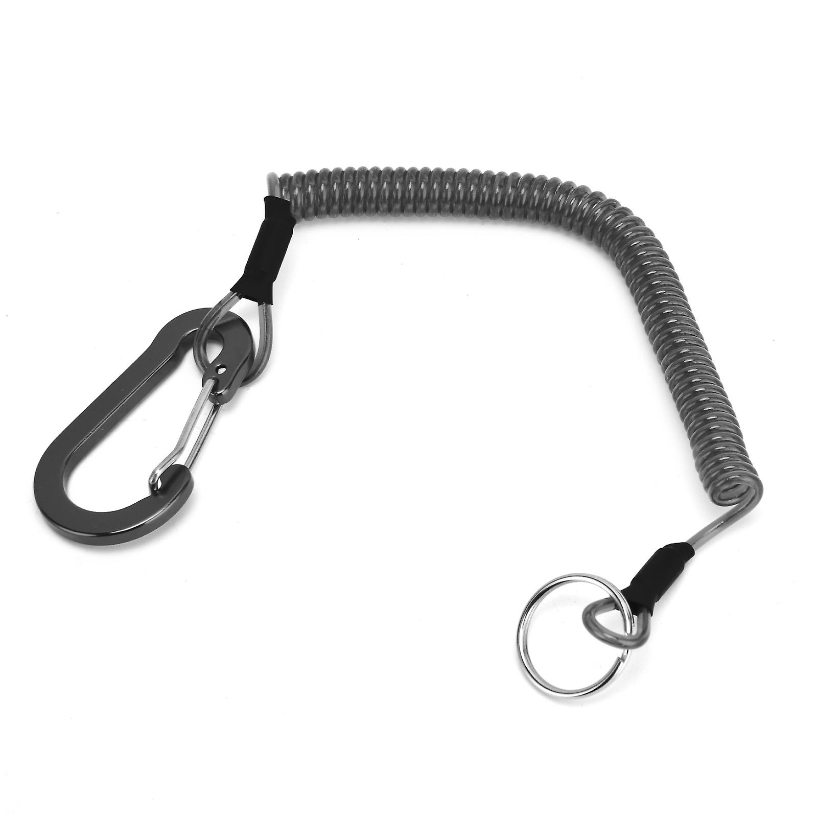 Fishing Lanyards Rope Retractable Safety Spring Coiled Ropes Keychain Accessoriesblack