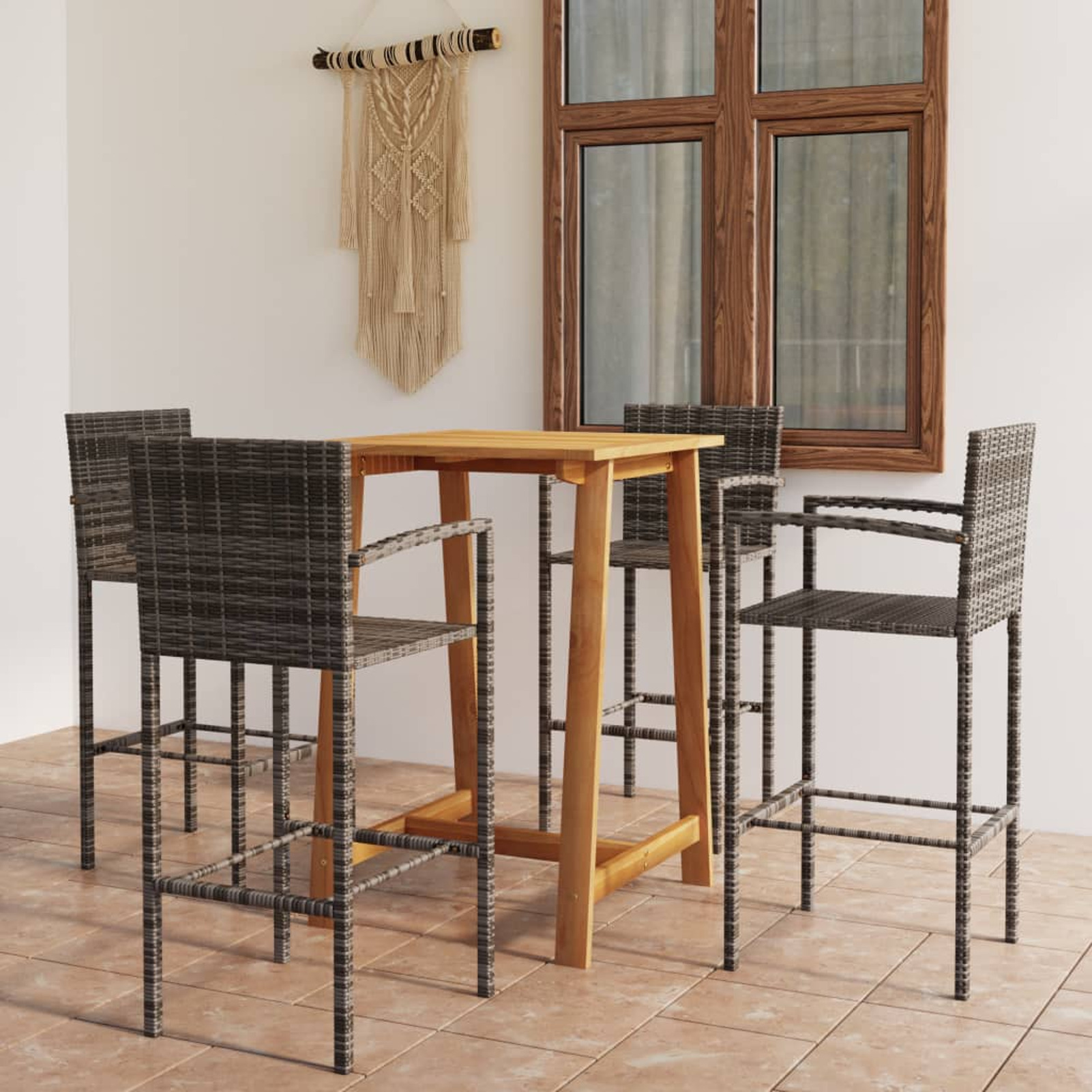 Tomshine 5 Piece Patio Bar Set Gray