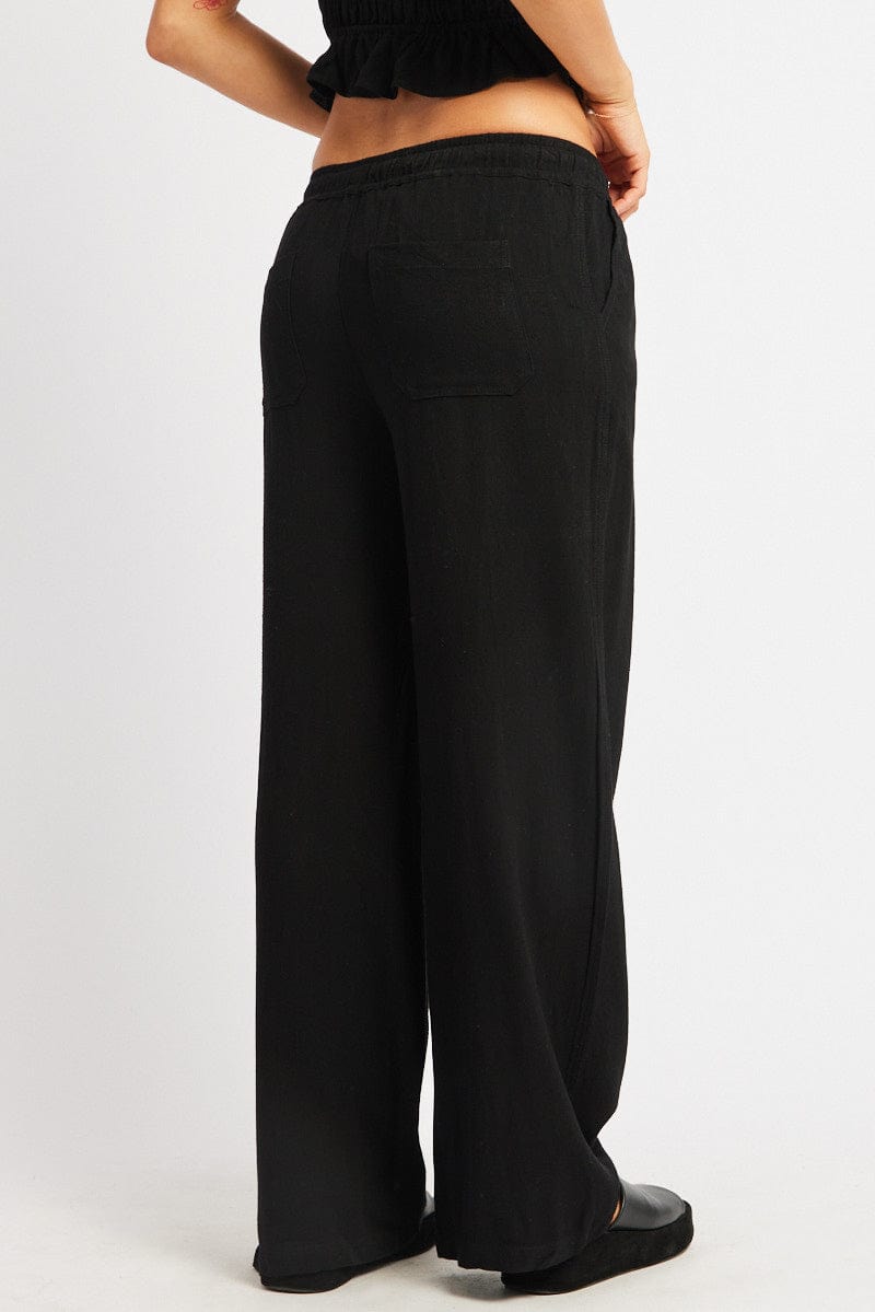 Black Wide Leg Pants Elasticated Waist