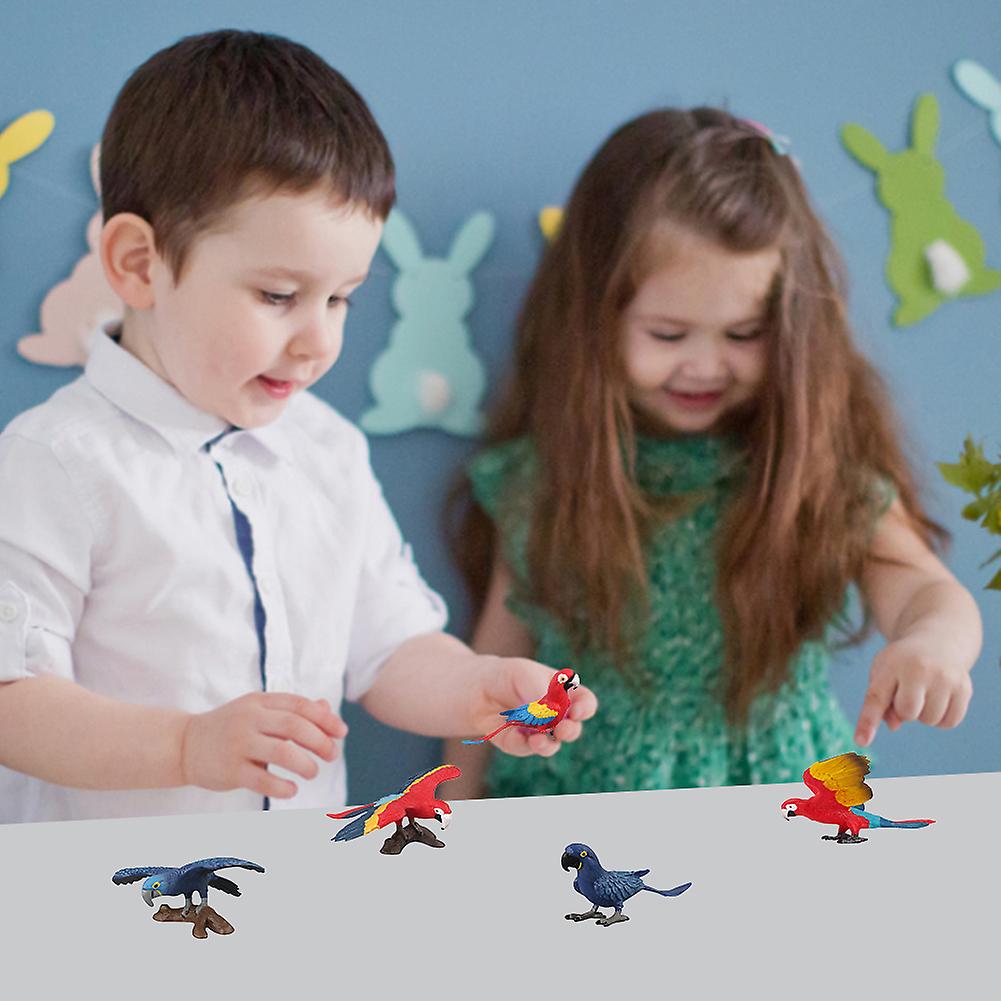 5pcs Mini Cute Parrot Bird Simulation Animal Model Toy Children Early Education Micro Bird Animal Doll Decoration