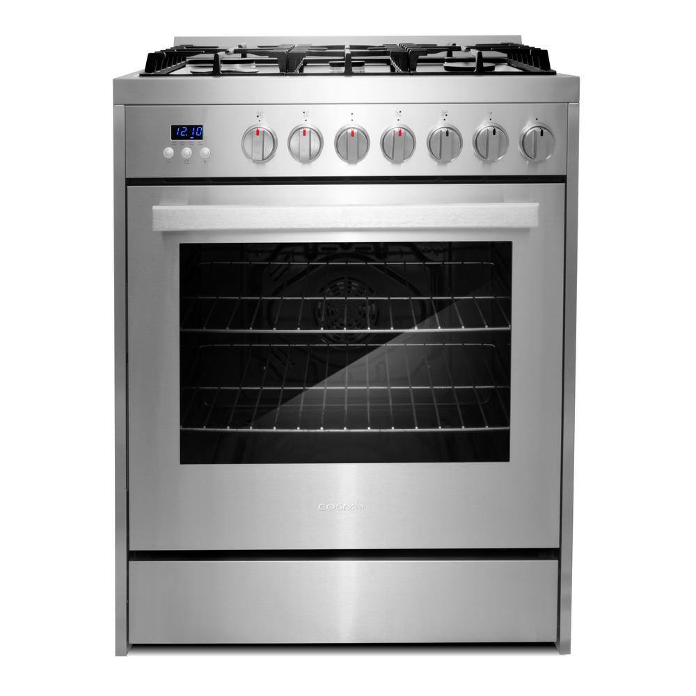 Cosmo 30 in. 5.0 cu. ft. Single Oven Gas Range with 5 Burner Cooktop and Heavy Duty Cast Iron Grates in Stainless Steel COS-305AGC