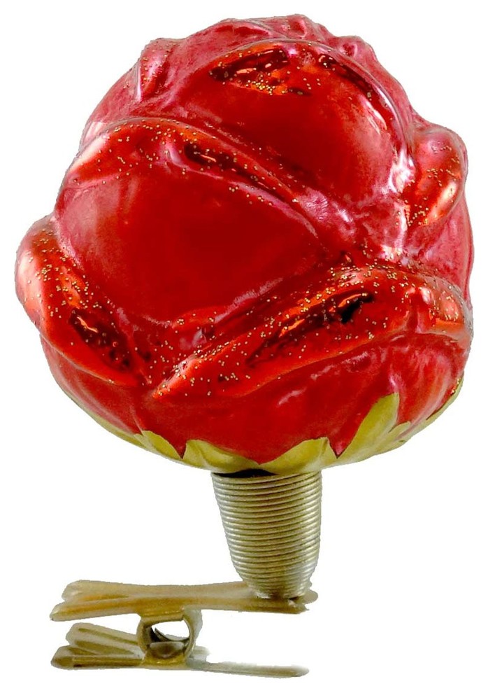 Larry Fraga Red Rose Clip On Blown Glass Ornament Flower 5402 C   Contemporary   Christmas Ornaments   by Story Book Kids Inc  Houzz