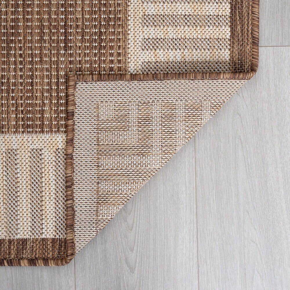 Exo Coastal Striped Border Indoor/ Outdoor Area Rug