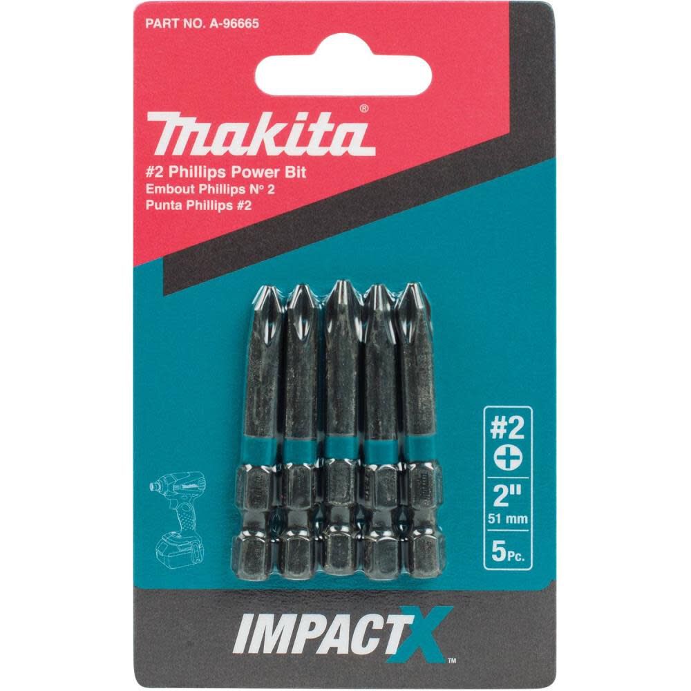 Makita Impact X #2 Phillips 2 Power Bit 5/pk A-96665 from Makita