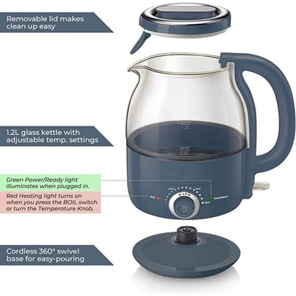 1.2L Adjustable Temperature Electric Glass Kettle