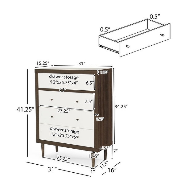 Nystrom 2 Piece Double Dresser and 4 Drawer Dresser Bedroom Set by Christopher Knight Home - - 37827511