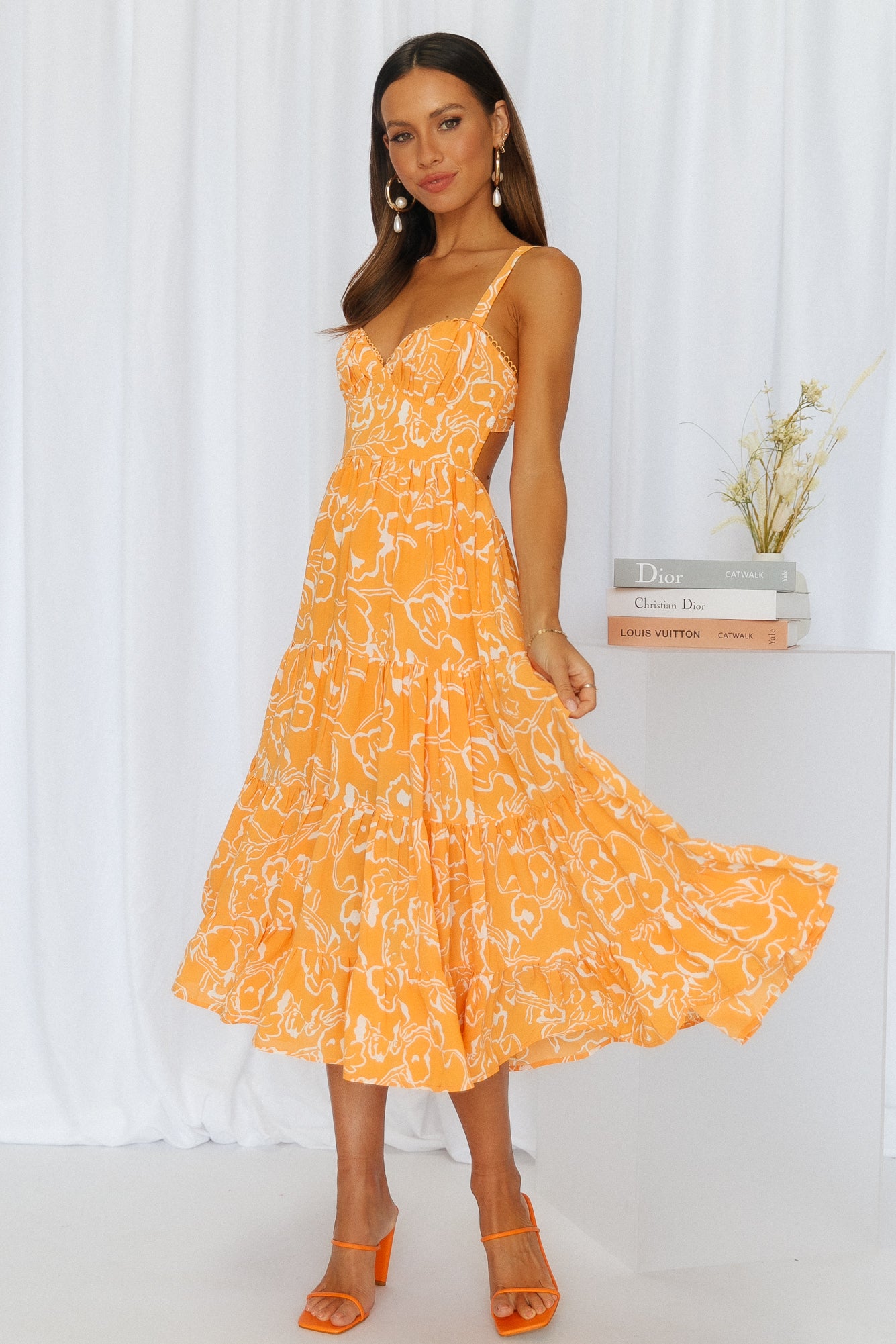 Freshly Brewed Midi Dress Orange