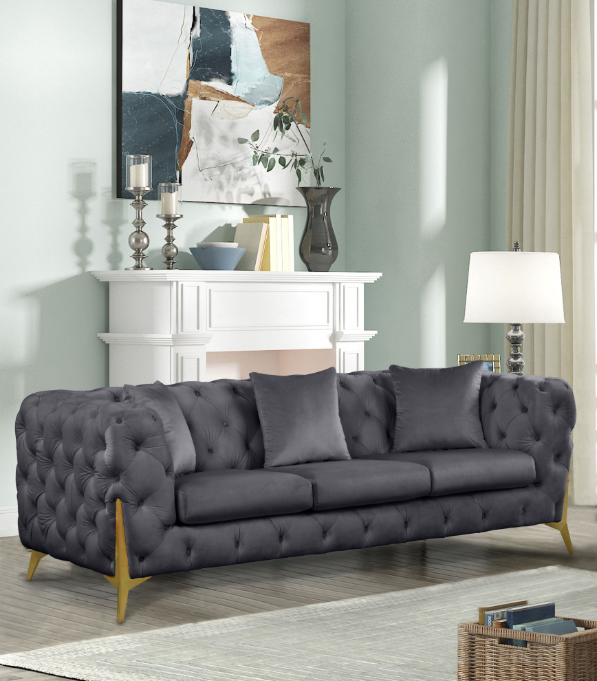 Kingdom Velvet Upholstered   Midcentury   Sofas   by Meridian Furniture  Houzz