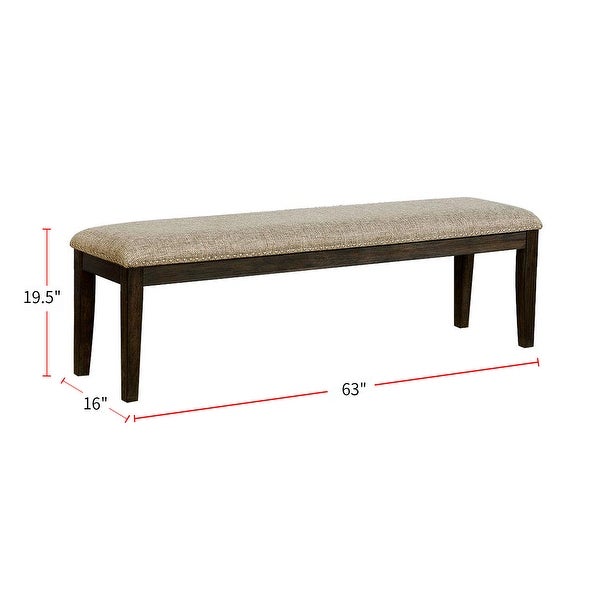 Transitional Style Padded Dining Bench in Espresso and Warm Gray