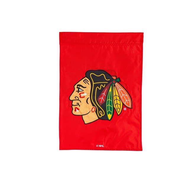 Evergreen Chicago Blackhawks Garden Applique Flag 12 5 X 18 Inches Outdoor Sports Decor For Homes And Gardens