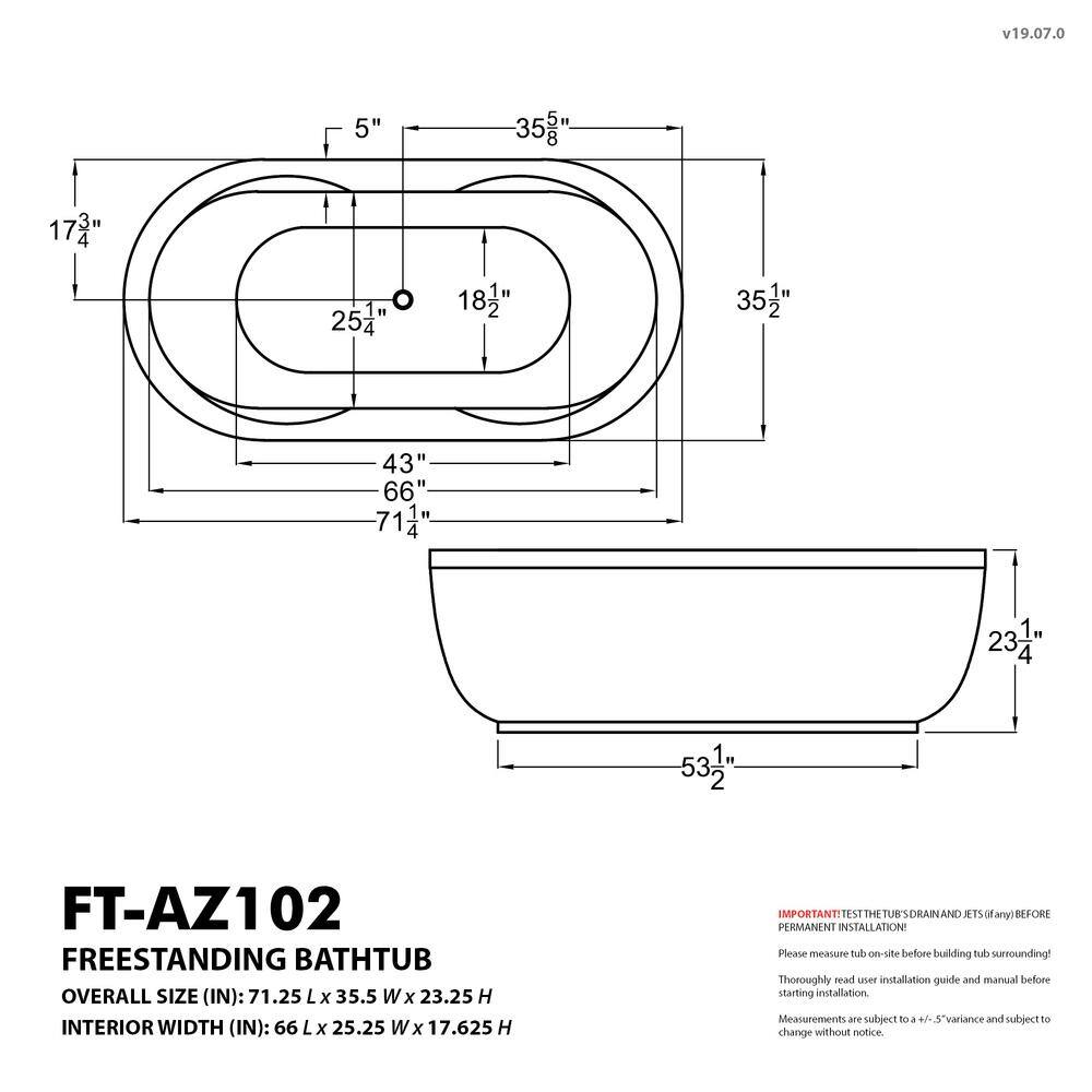 ANZZI Lori 72 in. Acrylic Flatbottom Whirlpool and Air Bathtub in White FT-AZ102