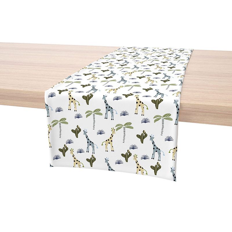 Table Runner， 100% Cotton， 16x108， Giraffe Wild Life