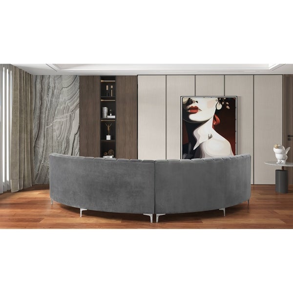 141'' Velvet Curve Sectional Sofa - 142