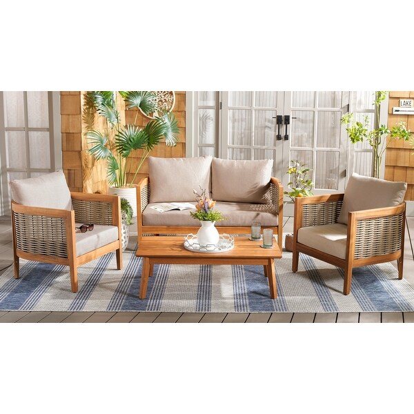 Safavieh Outdoor Living Amanda 4 Pc Set / Natural/Taupe