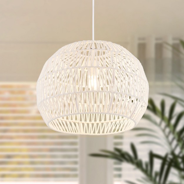 Tangkula Paper Pendant Light Fixture Round Hanging Ceiling Light With Adjustable Hanging Rope 17 5 Decorative Chandelier