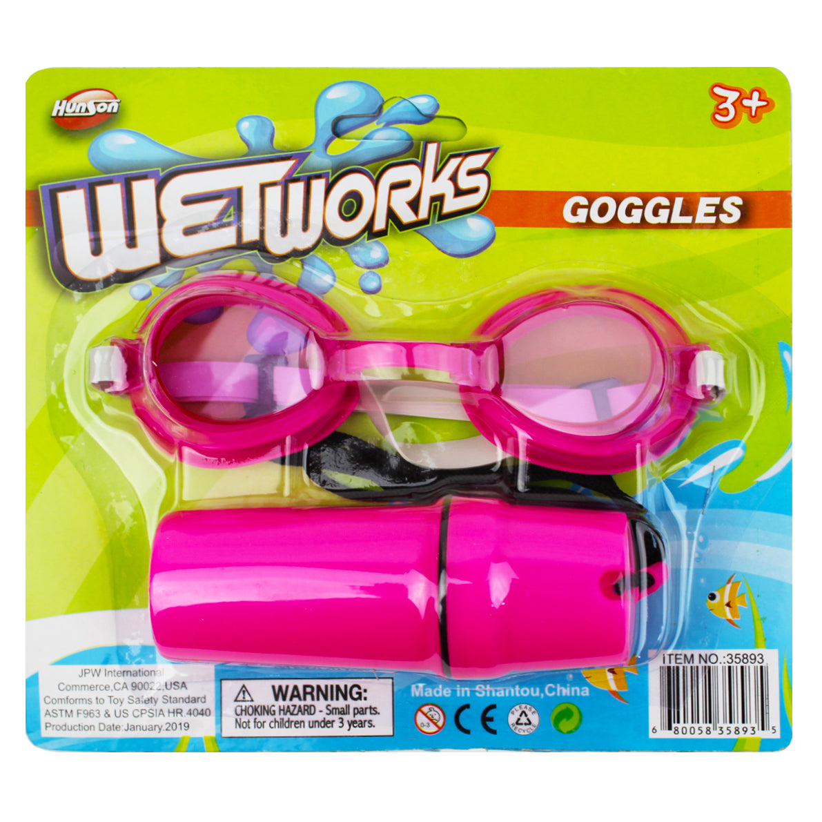 HunSon WetWorks Swimmer Swim Goggles w Case for Kids 3+ Pink