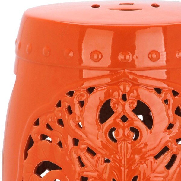 SAFAVIEH Flora Orange Ceramic Decorative Garden Stool