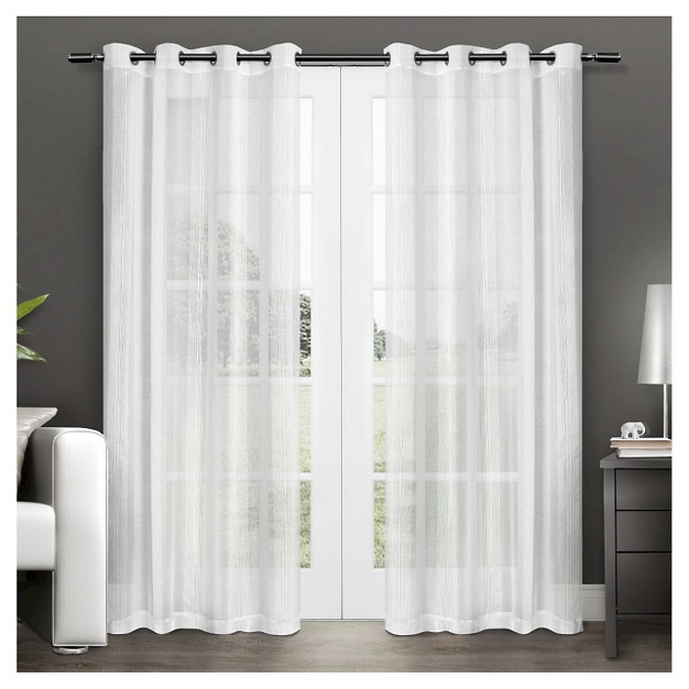 Set Of 2 Penny Sheer Window Curtain Panels White Exclusive Home