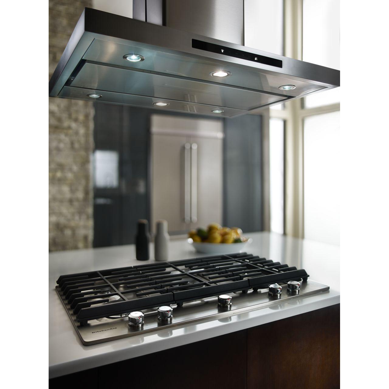 KitchenAid 36-inch Built-in Gas Cooktop with Even-Heat? Burner KCGS556ESS