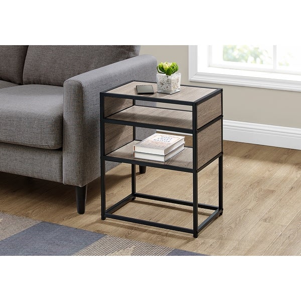 Dark Taupe 22-inch Wood-look Finish 3-Tier Accent Table