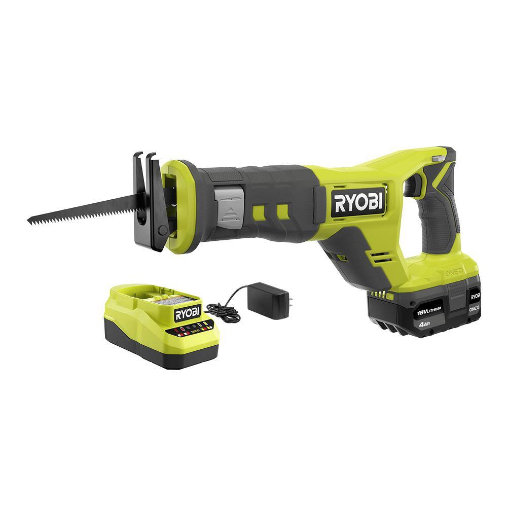 RYOBI ONE+ 18V Cordless Reciprocating Saw Kit with 4.0 Ah Battery and Charger PCL515K1