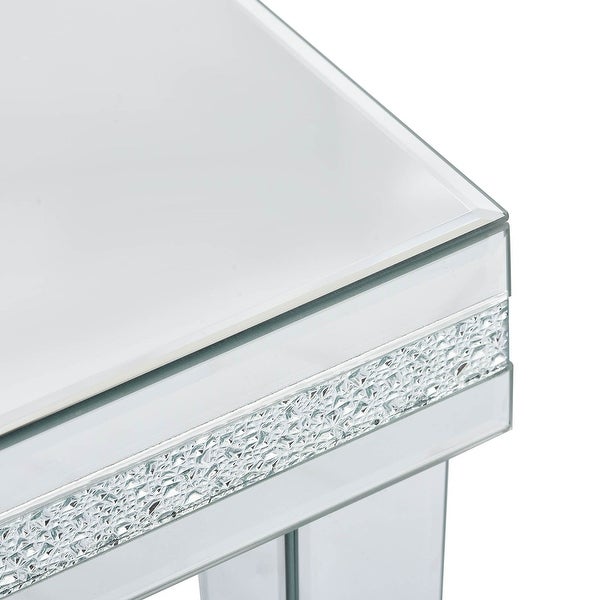 Modern Fashionable Glass Mirrored Side Table with Crystal Design