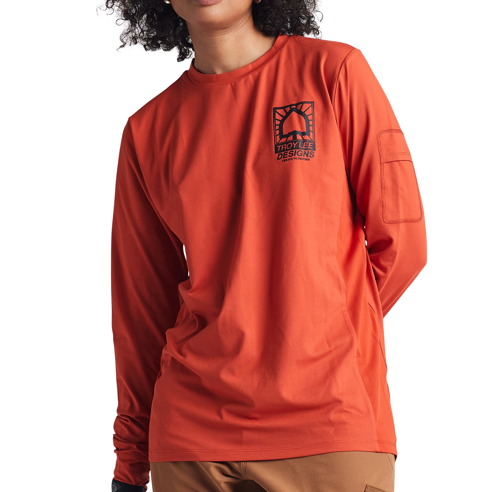 Troy Lee Designs Ruckus Long Sleeve Ride Tee - Bolts - Create To Destroy - Brick