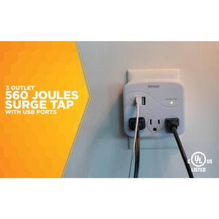 Woods 3-Outlet Surge Tap with Phone Cradle 41029