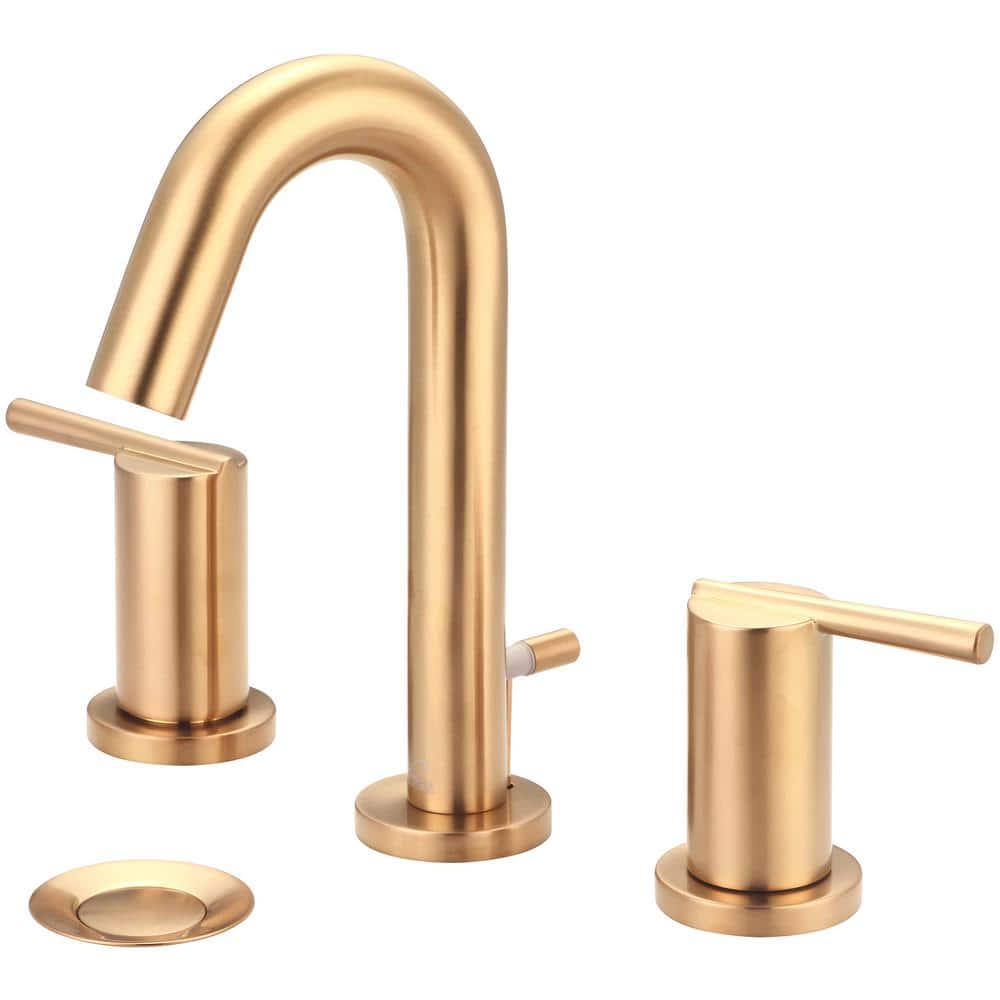 Olympia Faucets i2v 8 in Widespread 2Handle Bathroom Faucet with Brass Pop Up in Brushed Gold