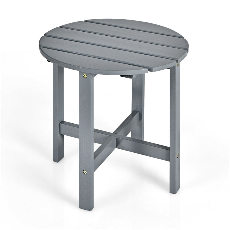 18¡¯¡¯ Outdoor Round Bistro Side Table Wood Slat End Table for Garden