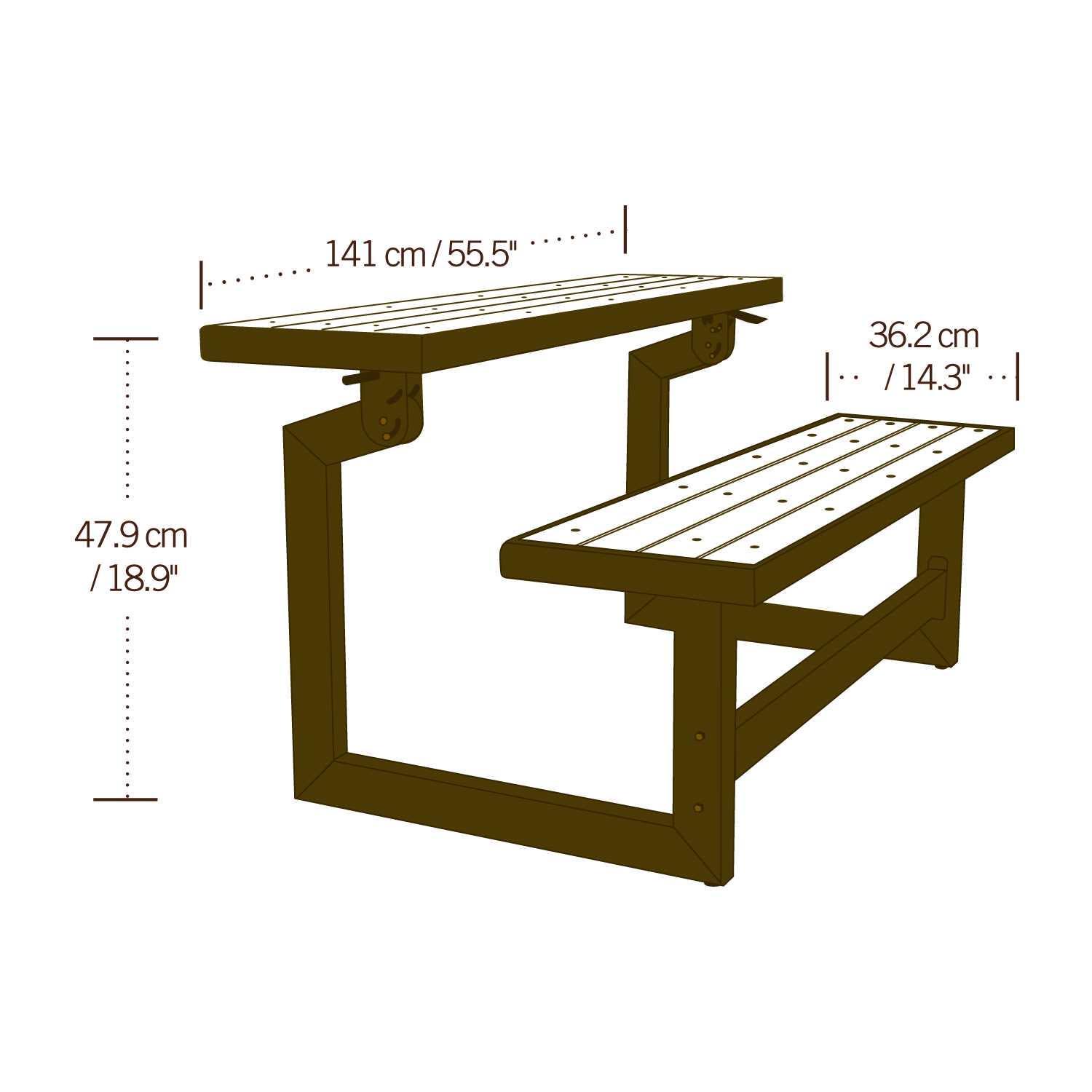 Lifetime Outdoor Wood Grain Convertible Bench