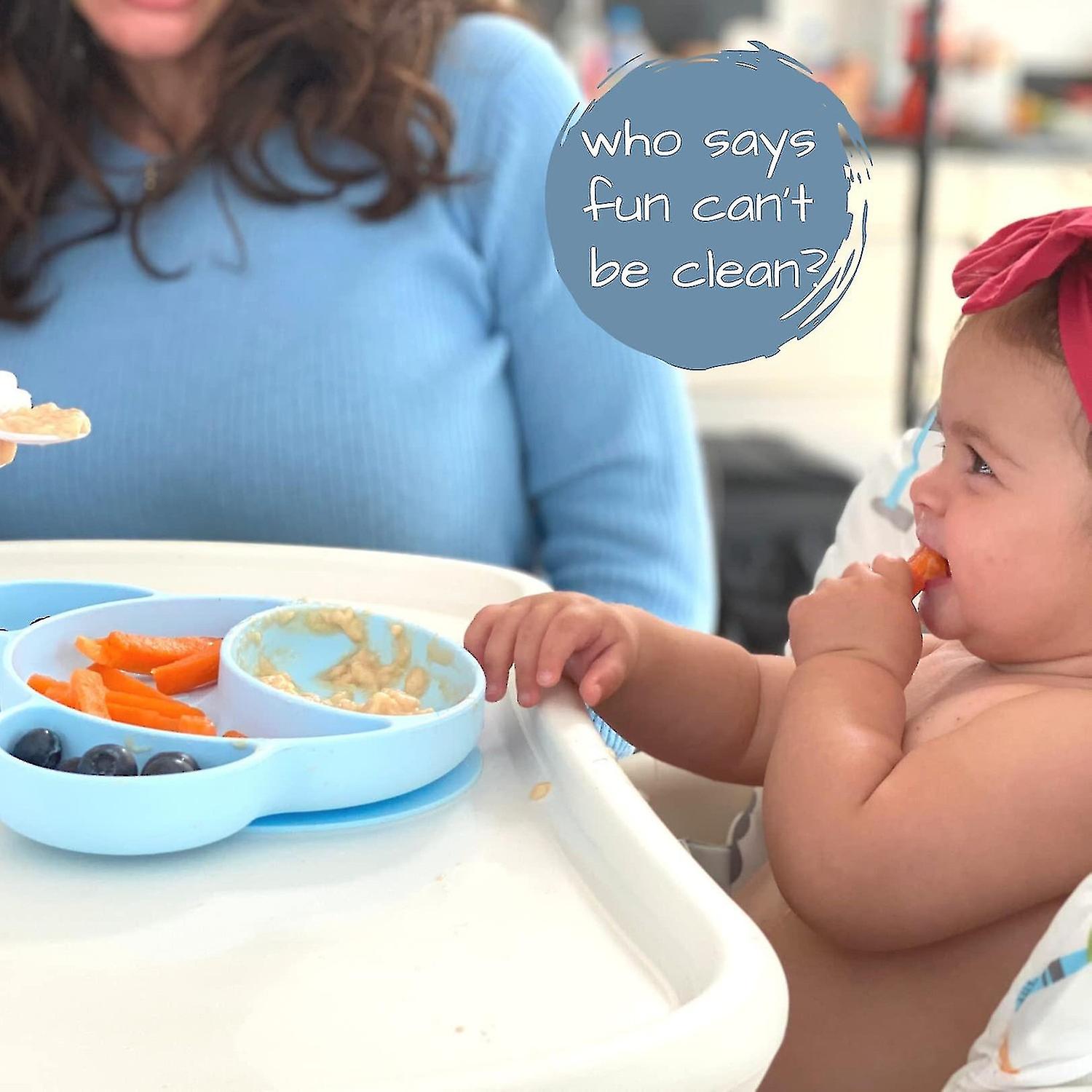 Baby Suction Plate - Non Slip Silicone Baby Weaning Plate - Stay Put Toddler Feeding Plate With Suct