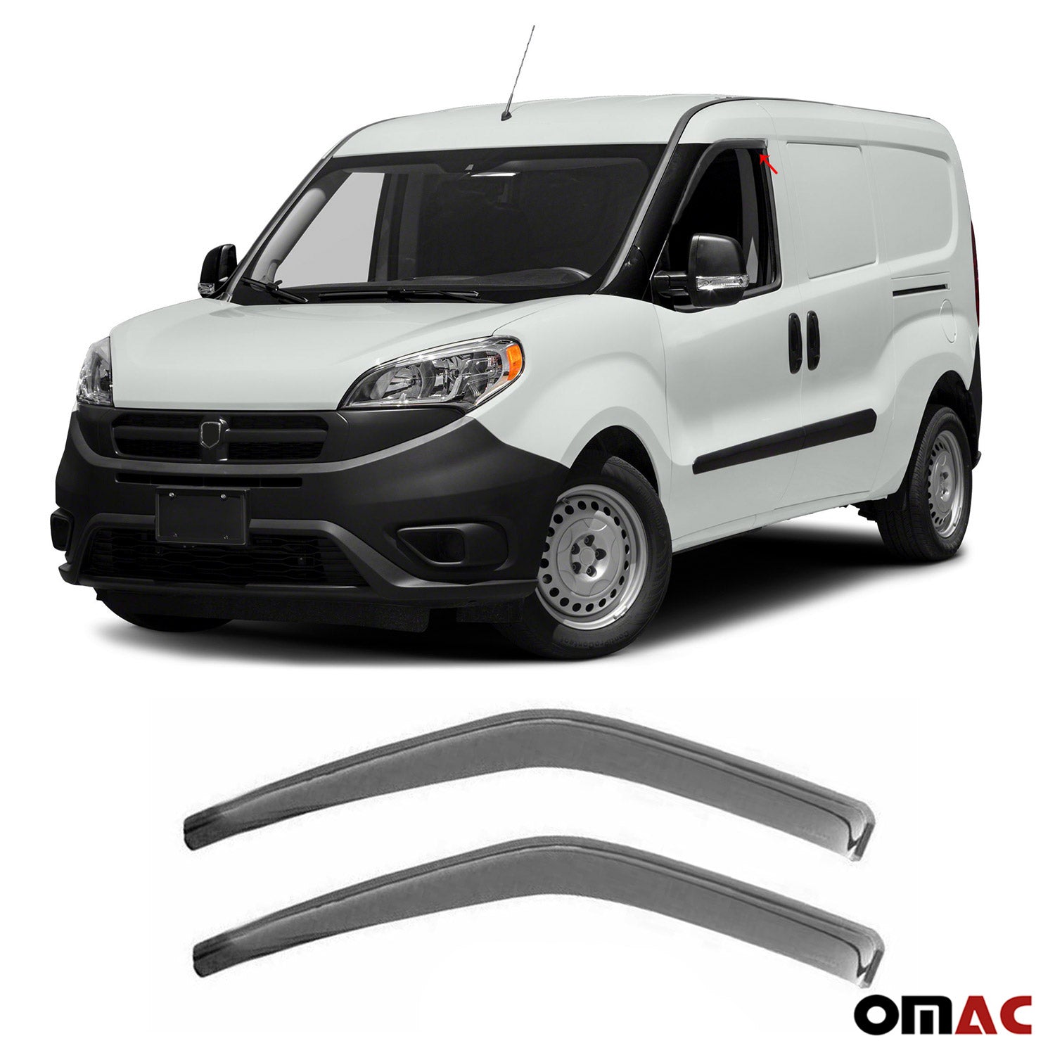 OMAC USA Window Visor Vent Sun Shade Rain Guard 2pcs For Ram Promaster City 2015-2022，