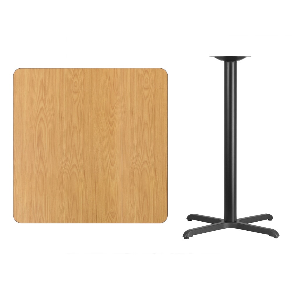 36'' Square Laminate Table Top with 30'' x 30'' Bar Height Table Base