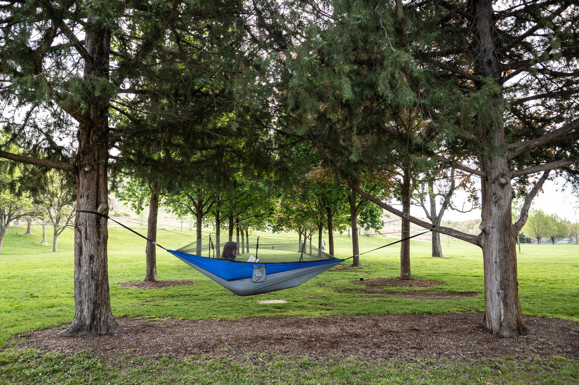 Stansport Packable Nylon Hammock with Mosquito Netting - Blue - 102” length x 54” width - Camping Outdoors