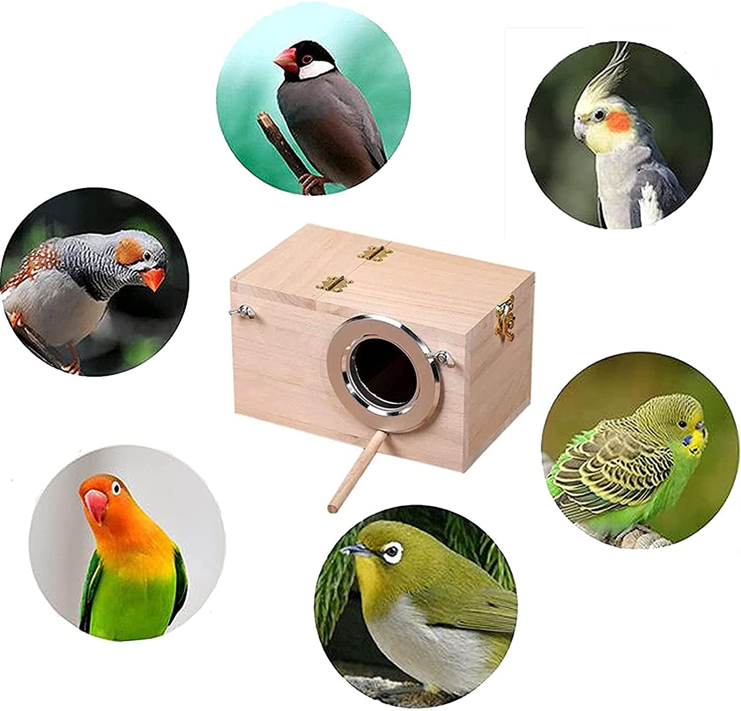 Hamiledyi Parakeet Nesting Box， Bird Nest Breeding Box Cage Wood House for Finch Lovebirds Cockatiel Budgie Conure Parrot， 8'' X 5'' X 5''