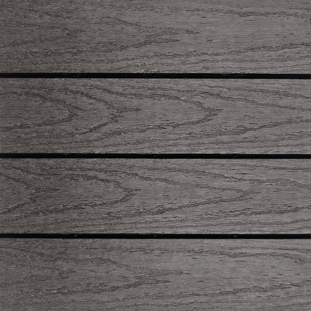 NewTechWood UltraShield Naturale 1 ft. x 1 ft. Quick Deck Outdoor Composite Deck Tile Sample in Argentinian Silver Gray US-QD-ZX-SI-S