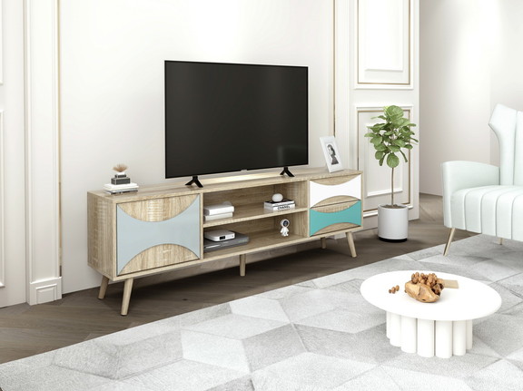 TV Stand with Storage Cabinet and Shelves  TV Cons...