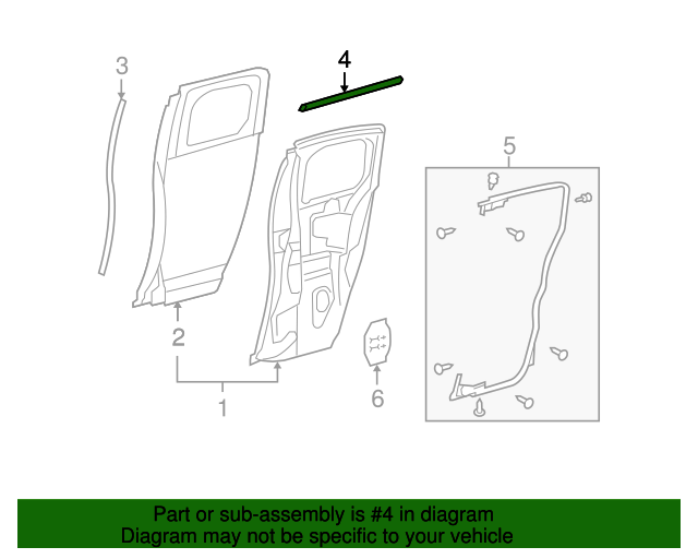 Genuine OE Toyota Door Window Belt Weatherstrip (Right， Rear) - 68163-35041