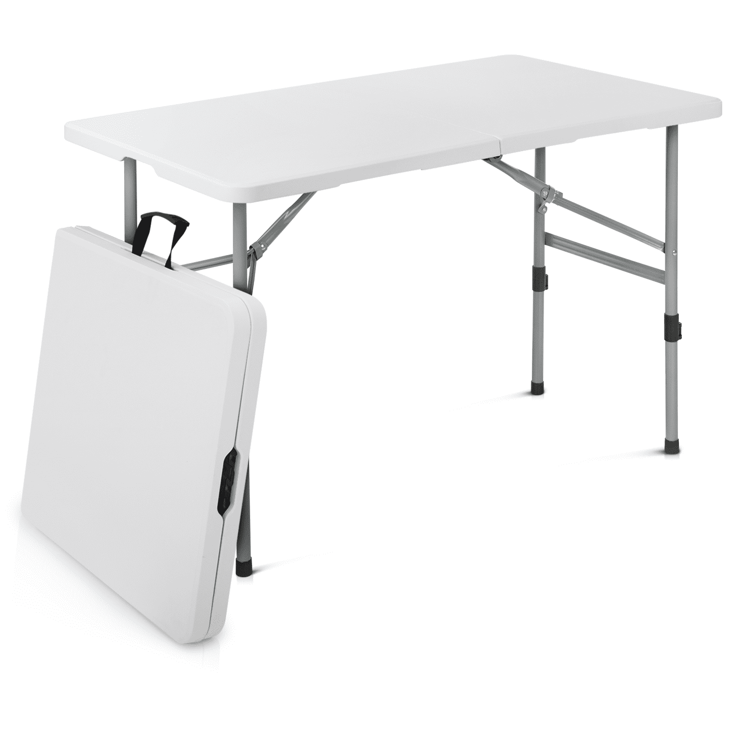 Magshion 4Ft Foldable Card Table， Indoor Outdoor Heavy Duty Portable w/ Handle， for Picnic， Camping， White